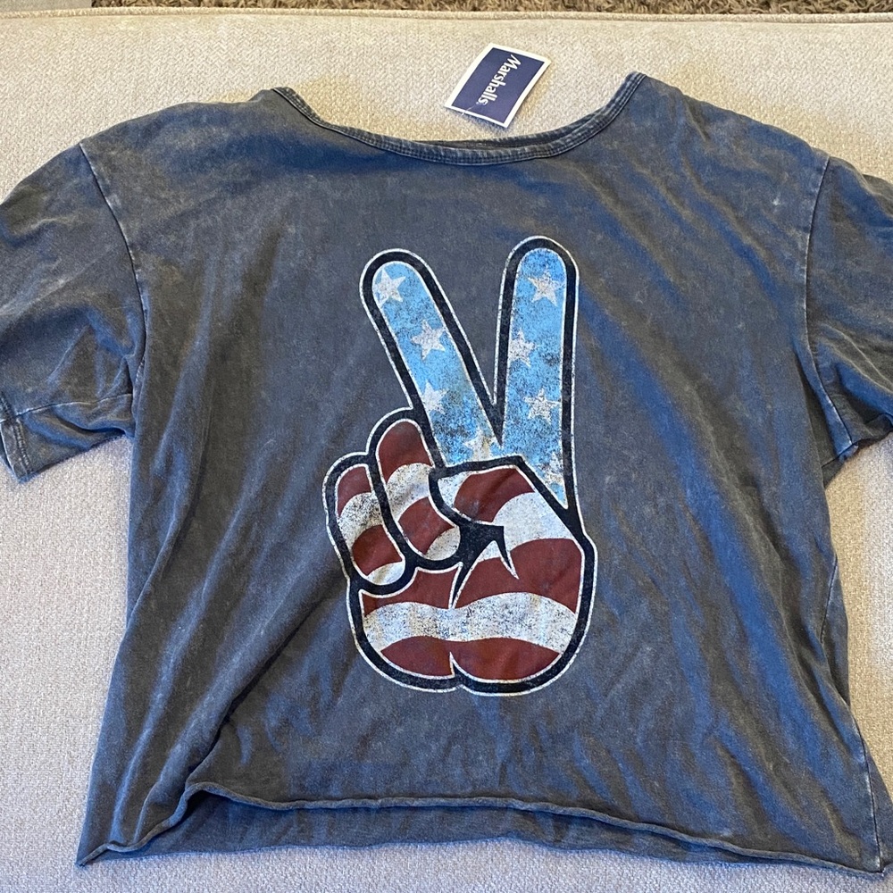 Kids Graphic Tee with Peace Sign - Blue